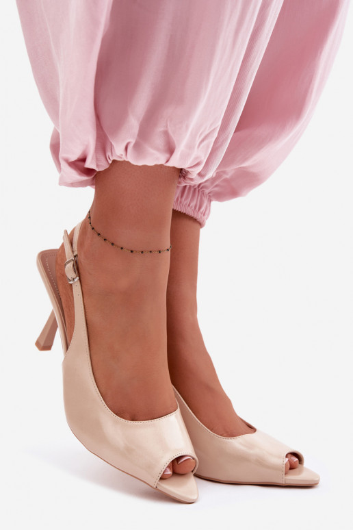 Women's Beige High Heeled Sandals Sevina