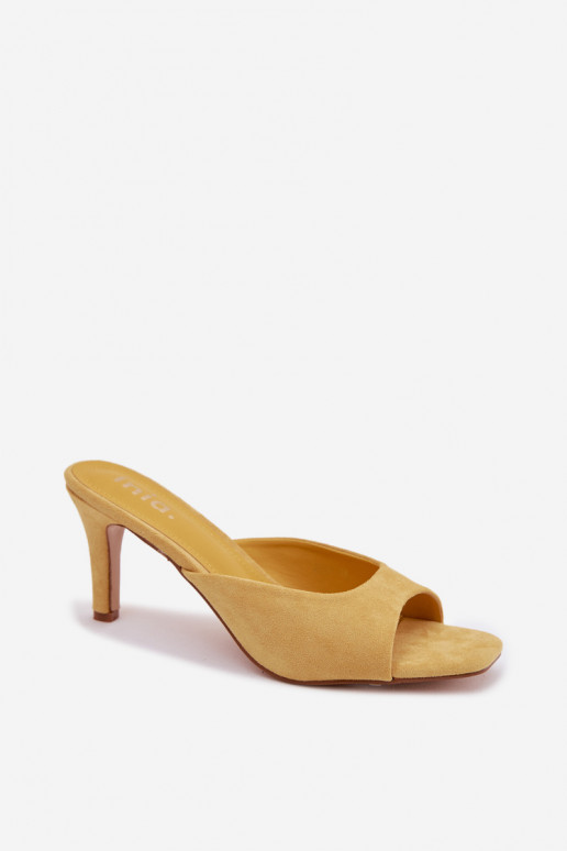 Women's Slim Heeled Yellow Revina Sandals