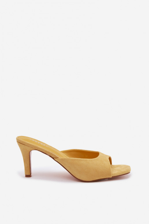 Women's Slim Heeled Yellow Revina Sandals