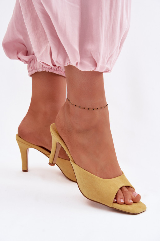 Women's Slim Heeled Yellow Revina Sandals