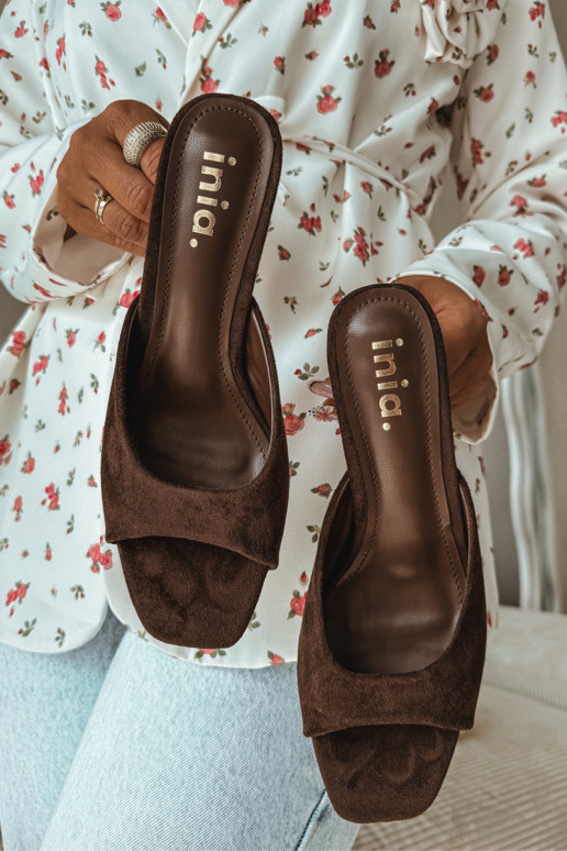 Women's Slim Heeled Chocolate Revina Sandals