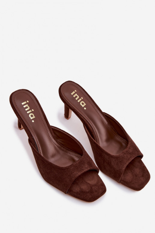 Women's Slim Heeled Chocolate Revina Sandals