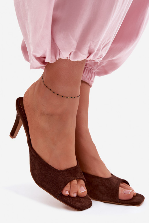 Women's Slim Heeled Chocolate Revina Sandals