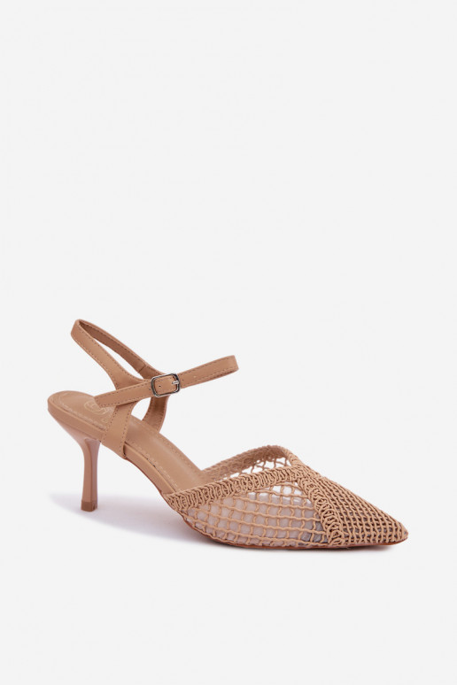 Idira Light Brown Mesh Heeled Sandals