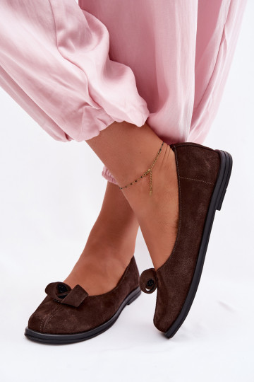 Leather Suede Women's Loafers Zazoo 379 Chocolate 2