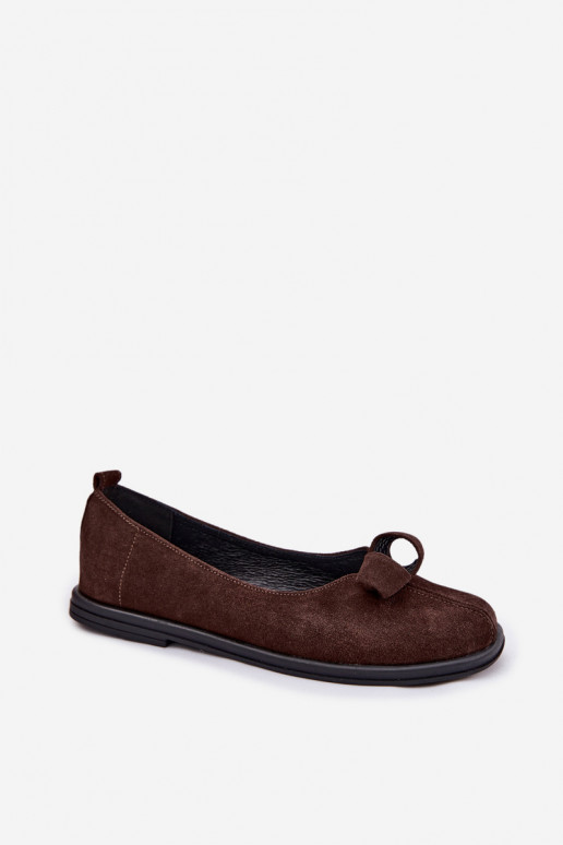 Leather Suede Women's Loafers Zazoo 379 Chocolate
