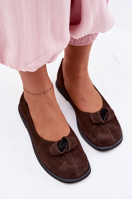 Leather Suede Women's Loafers Zazoo 379 Chocolate