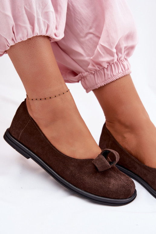 Leather Suede Women's Loafers Zazoo 379 Chocolate