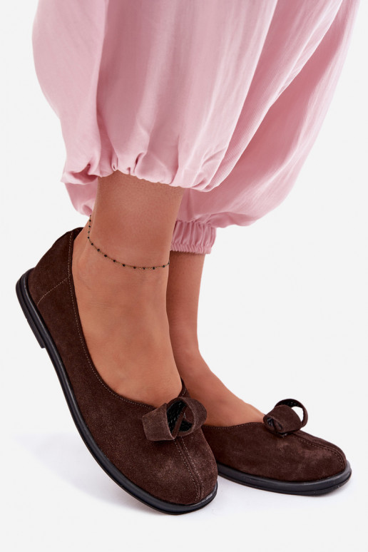 Leather Suede Women's Loafers Zazoo 379 Chocolate