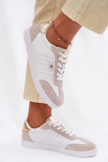 Sneakersy DamskiewithNaturalnej Skóry S.Barski LR61-7091 Białe