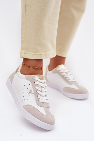 Women's Sneakers Made of Natural Leather LR61-7091 White 2
