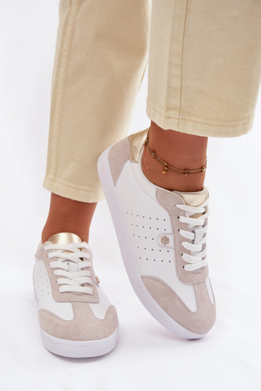 Women's Sneakers Made of Natural Leather LR61-7091 White