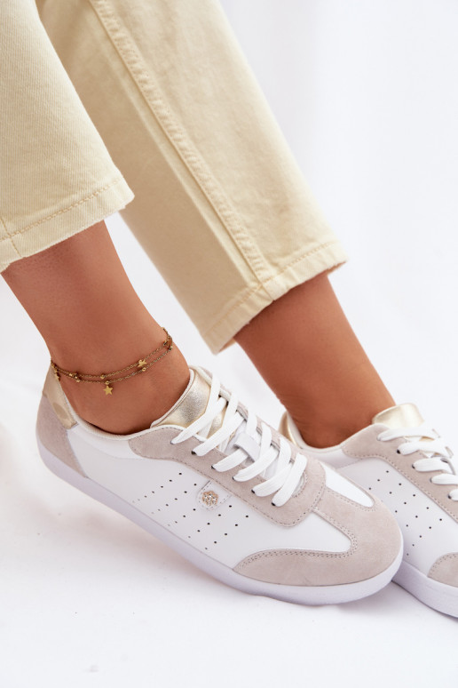 Women's Sneakers Made of Natural Leather LR61-7091 White