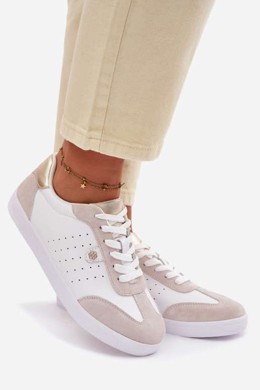 Women's Sneakers Made of Natural Leather LR61-7091 White