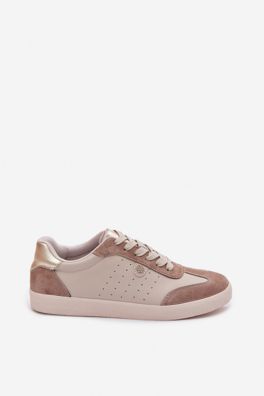 Women's Sneakers Made of Natural Leather LR61-7091 Beige