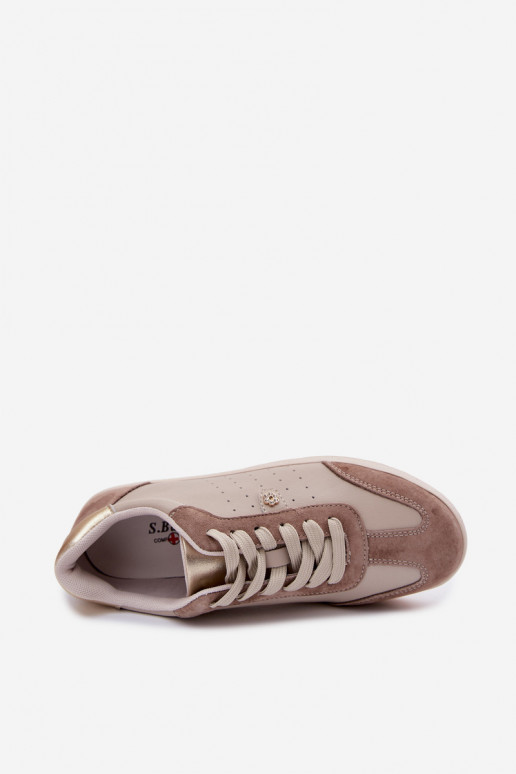 Women's Sneakers Made of Natural Leather LR61-7091 Beige