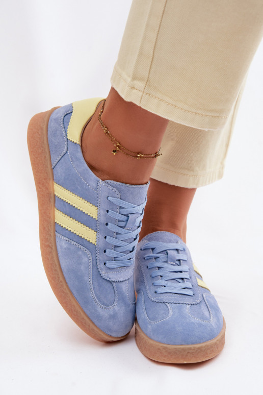 Leather Suede Women's Sneakers LR61-7089 Blue