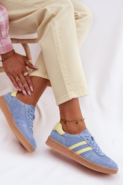 Leather Suede Women's Sneakers LR61-7089 Blue