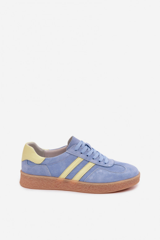 Leather Suede Women's Sneakers LR61-7089 Blue