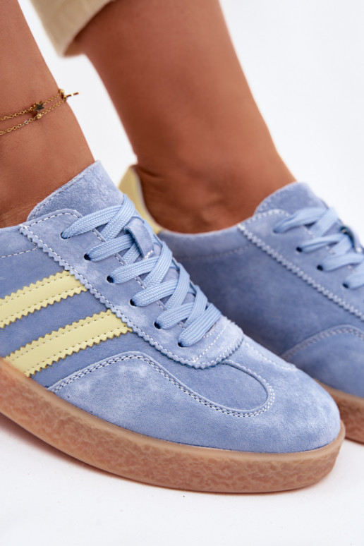 Skórzane Zamszowe Sneakersy Damskie S.Barski LR61-7089 Niebieskie