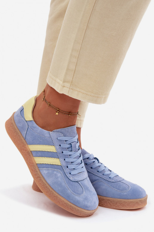 Leather Suede Women's Sneakers LR61-7089 Blue