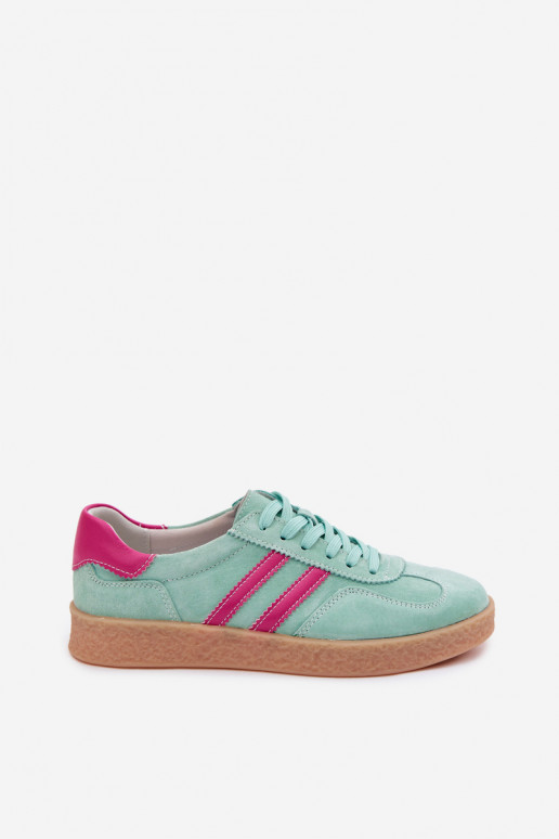 Women's Leather Suede Sneakers S.Barski LR61-7089 Mint