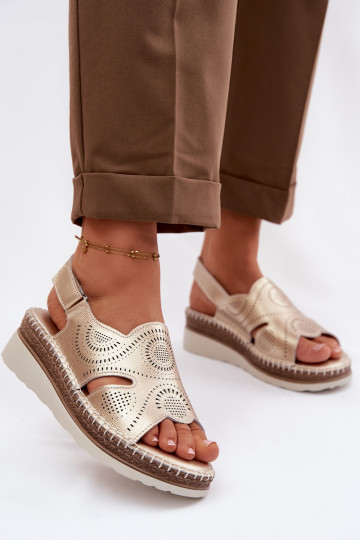 Leather Platform Sandals S.Barski GR61-5916 Gold 2