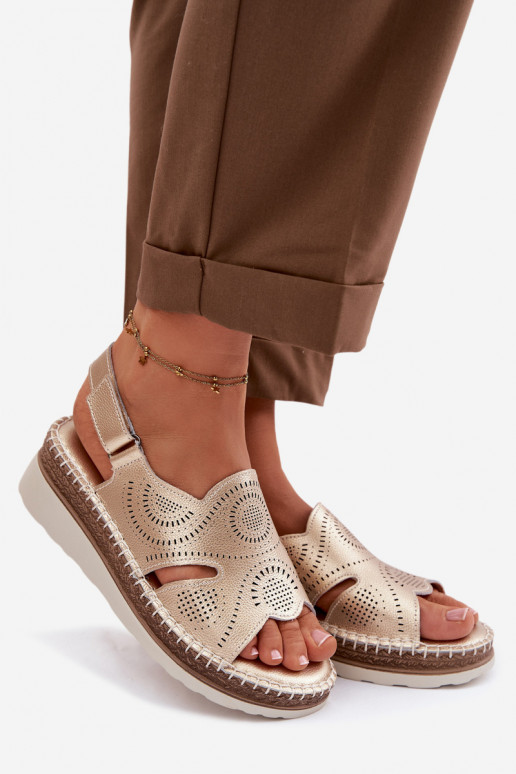 Leather Platform Sandals S.Barski GR61-5916 Gold