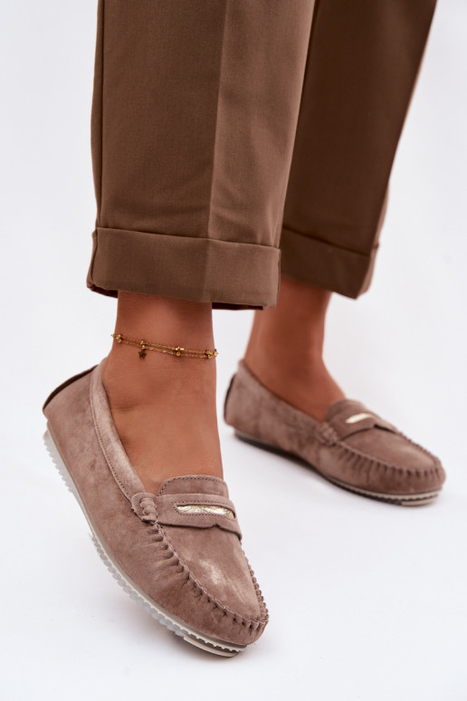 Women's Flat Loafers Made of Natural Suede S.Barski LR61-7029 Brown