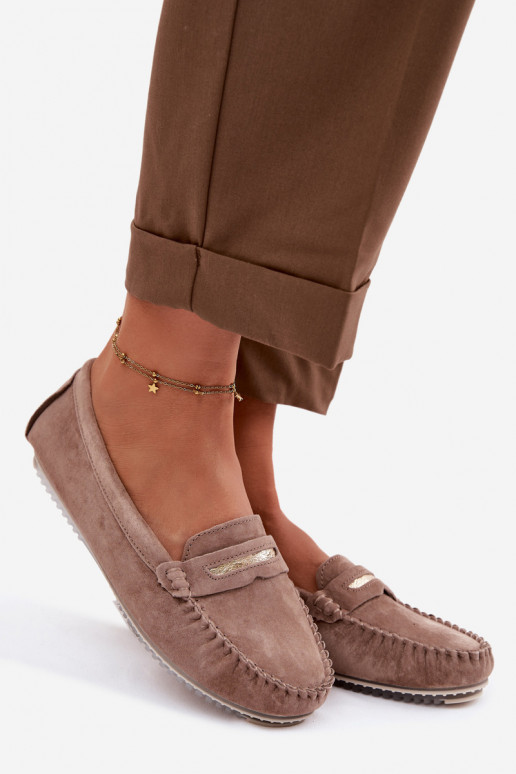 Women's Flat Loafers Made of Natural Suede S.Barski LR61-7029 Brown