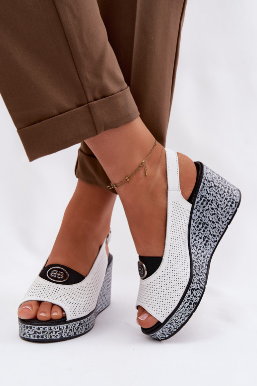 Leather Platform Sandals S.Barski LR61-7010 White