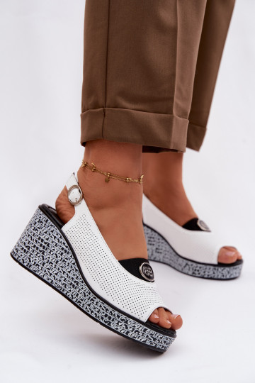 Leather Platform Sandals S.Barski LR61-7010 White 2