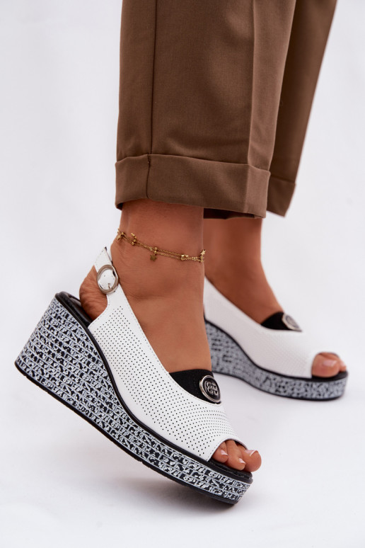 Leather Platform Sandals S.Barski LR61-7010 White