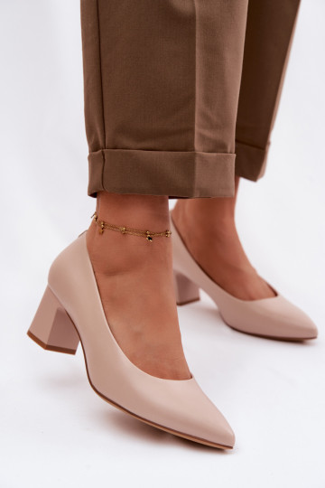 Sergio Leone PB413 Cream Pink Block Heel Shoes 2