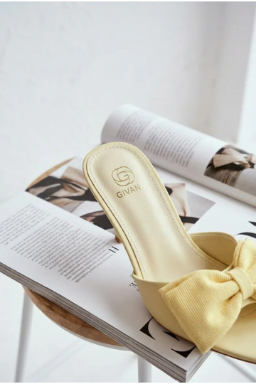 Women's Heeled Sandals With Bow Yellow Jelessa