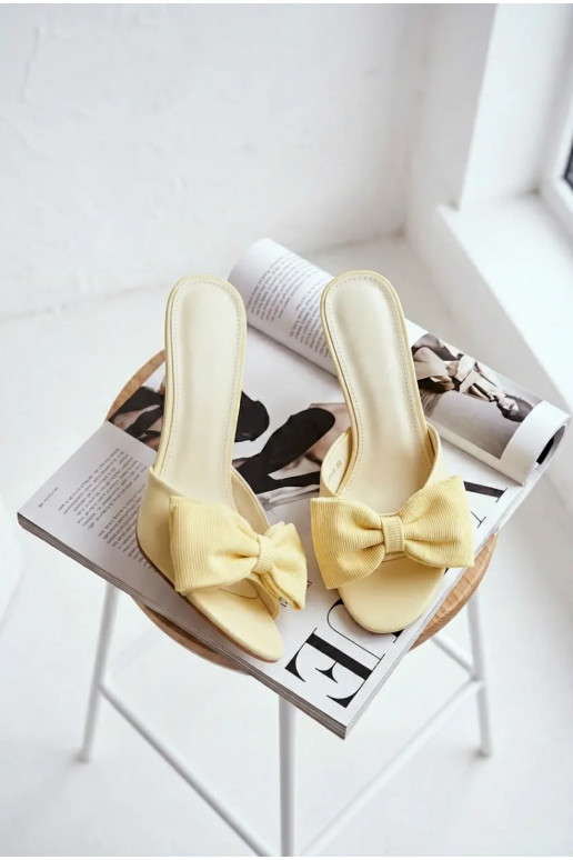 Women's Heeled Sandals With Bow Yellow Jelessa