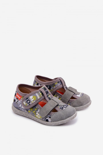 Milami Children's Slippers with Velcro Balls Gray Reathiana