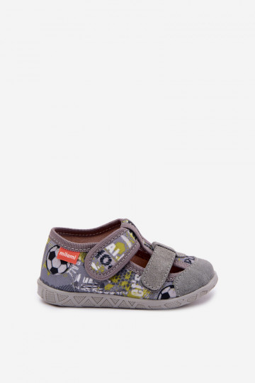 Milami Children's Slippers with Velcro Balls Gray Reathiana 2