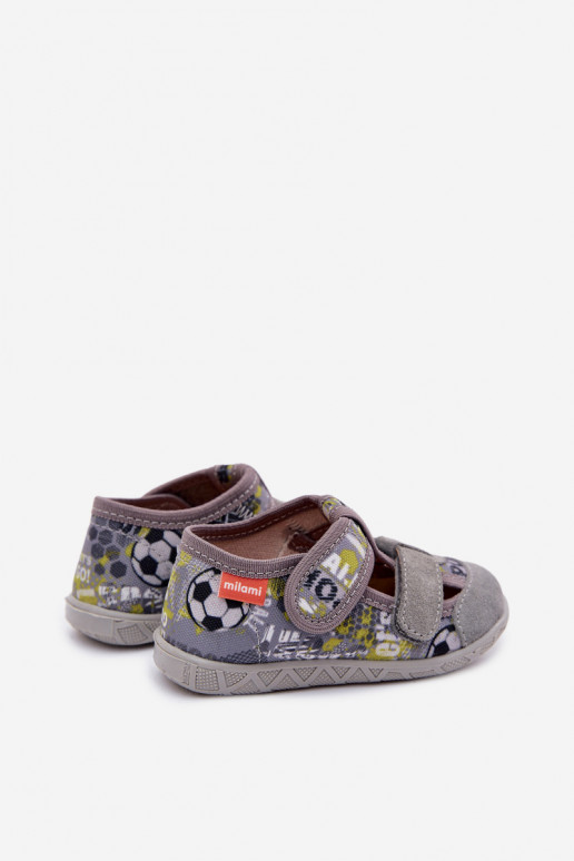 Milami Children's Slippers with Velcro Balls Gray Reathiana