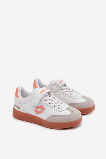 Sneakersy Dziecięce Na Rzep LOTTO VINTAL MF 2600252K Biało-Pomarańczowe