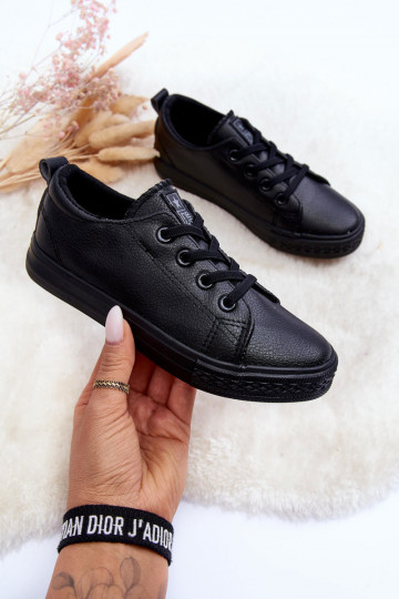 Kids' Leather Trainers Black Poliana 2