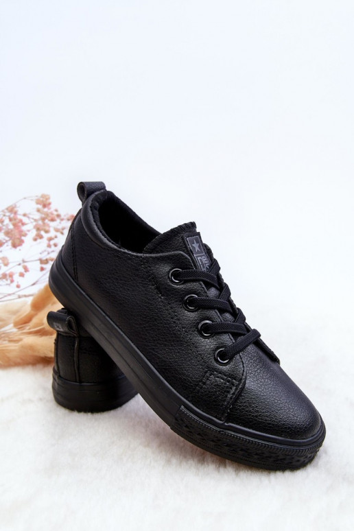 Kids' Leather Trainers Black Poliana