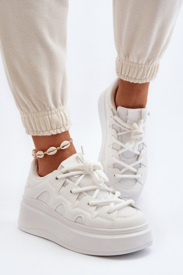 Women's sneakers with chunky lacing white Vinali 2