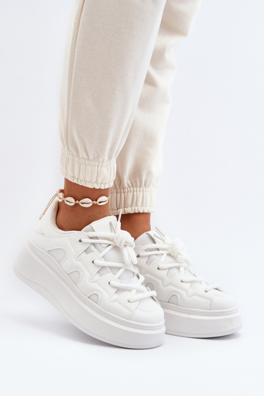 Women's sneakers with chunky lacing white Vinali