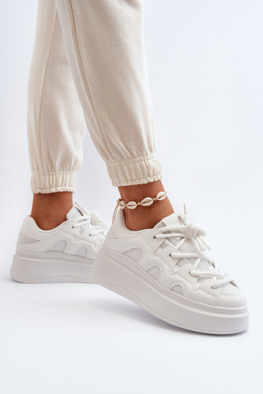 Women's sneakers with chunky lacing white Vinali