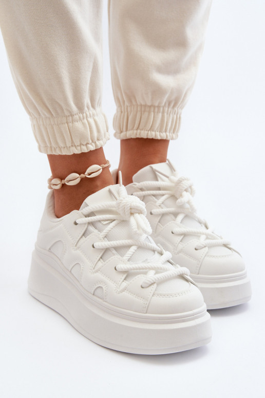 Women's sneakers with chunky lacing white Vinali