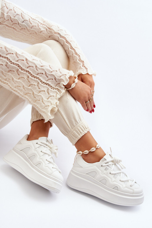 Women's sneakers with chunky lacing white Vinali