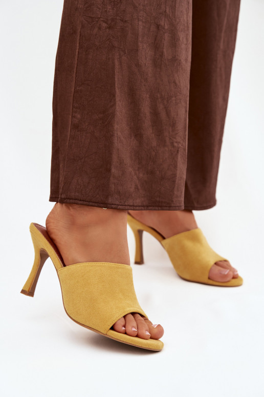 Women's Slip-On Shoes with Heel Made of Eco Suede Yellow Isolia