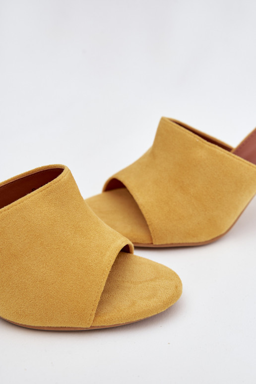 Women's Slip-On Shoes with Heel Made of Eco Suede Yellow Isolia