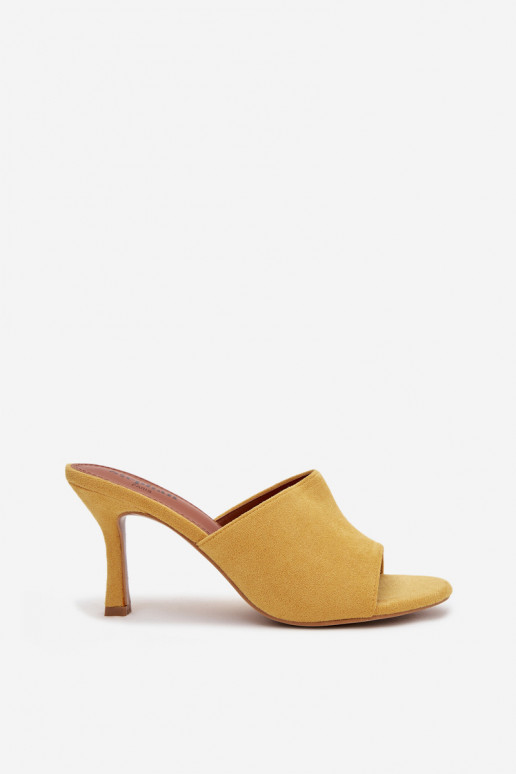 Women's Slip-On Shoes with Heel Made of Eco Suede Yellow Isolia